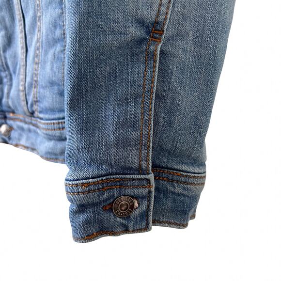 Hollister Epic Flex Jean White Sherpa Lined Jacket Trucker Vintage Style Y2k Fur - Picture 6 of 10